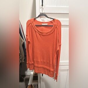 Free People Rust Textured Sweatshirt
